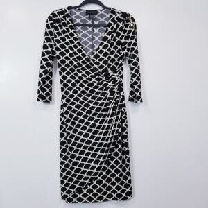 Frank Lyman Faux Wrap Sheath Dress Zippers Details